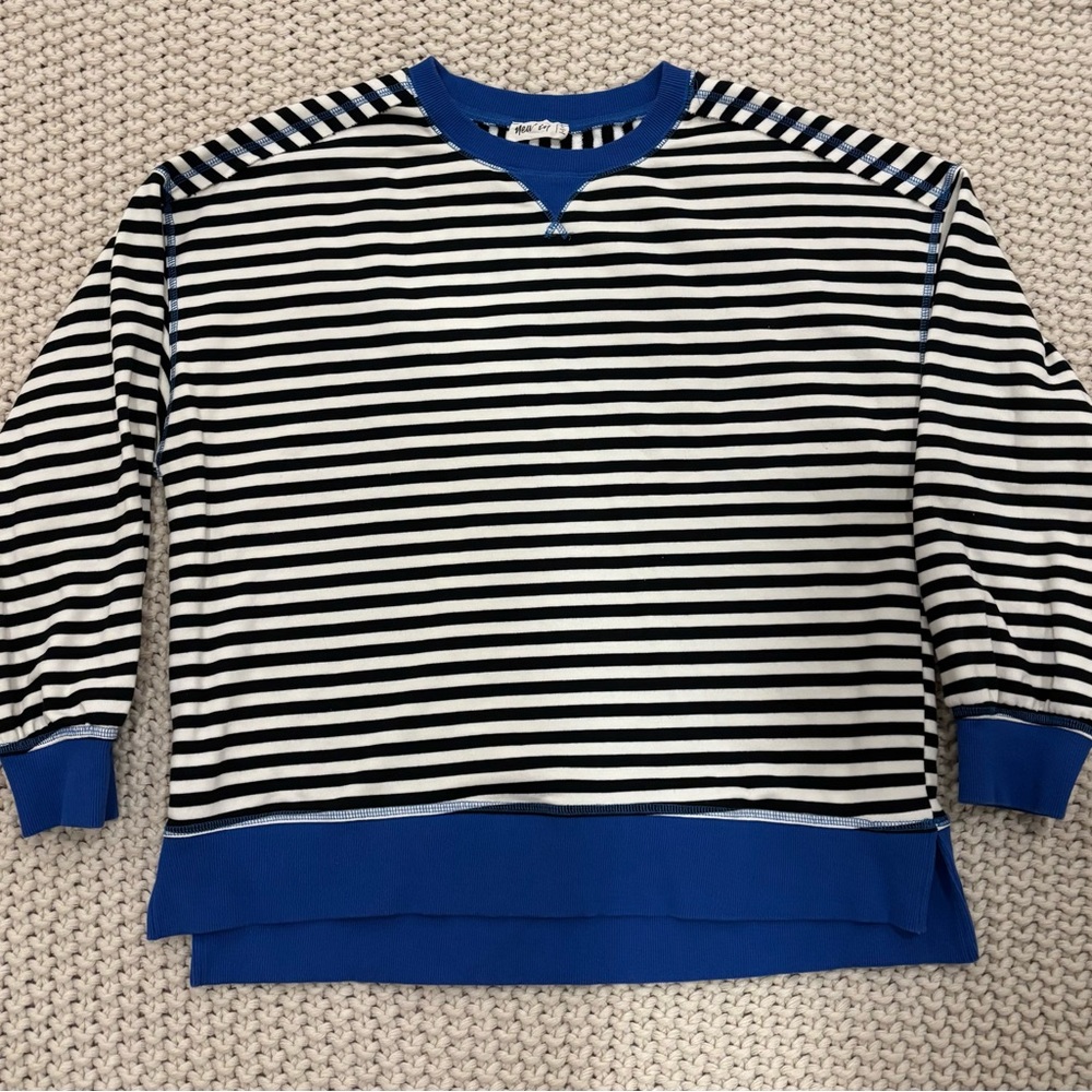 Blue and Black Striped Women's Sweater